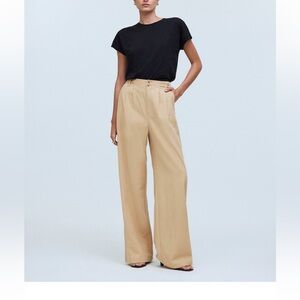 Madewell Harlow Wide Leg Pants in Tan Khaki 12 NWT